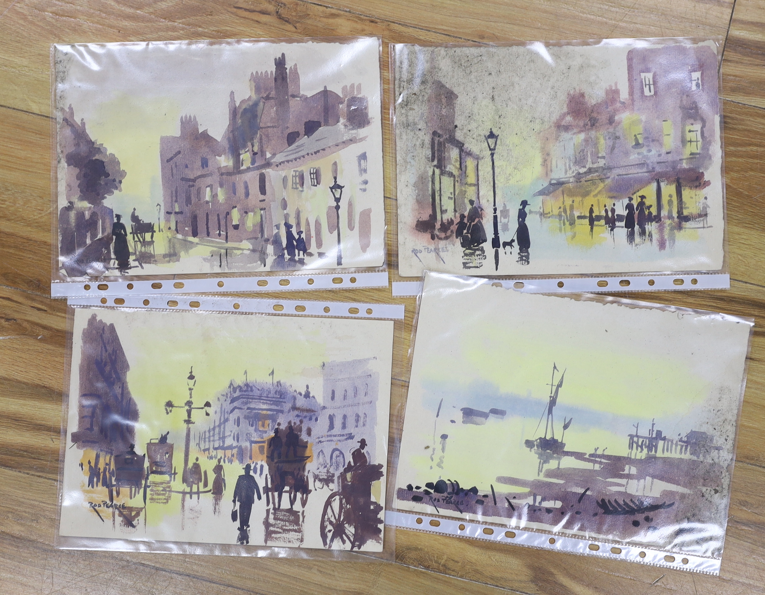 Rod Pearce (b.1942), four watercolours, Street and harbour scenes, signed, 21 x 29cm, unframed